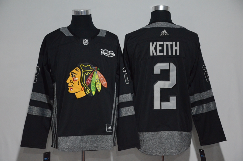 NHL Chicago Blackhawks #2 Keith Black 1917-2017 100th Anniversary Stitched Jersey->customized nhl jersey->Custom Jersey